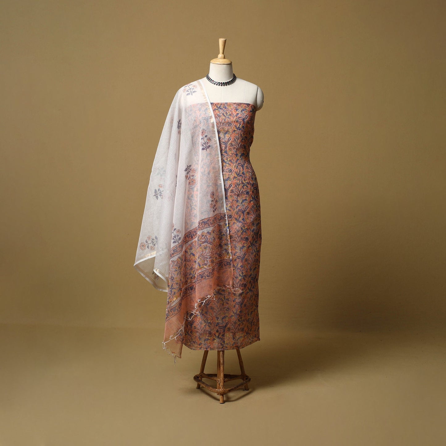 3pc kota doria cotton sanganeri unstitched dress material