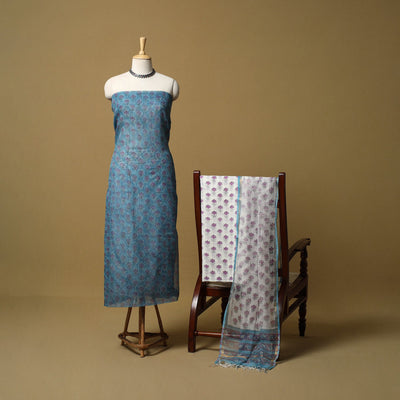 3pc kota doria cotton sanganeri unstitched dress material