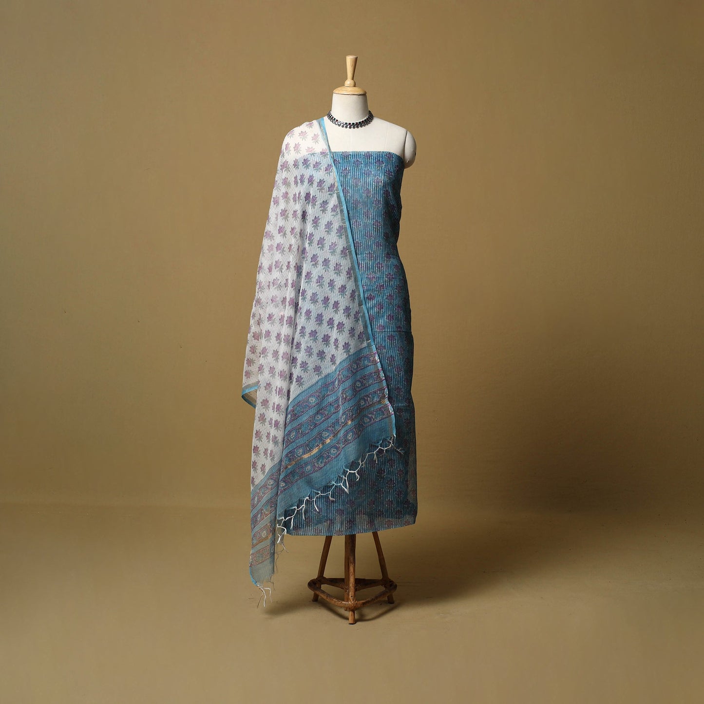 3pc kota doria cotton sanganeri unstitched dress material