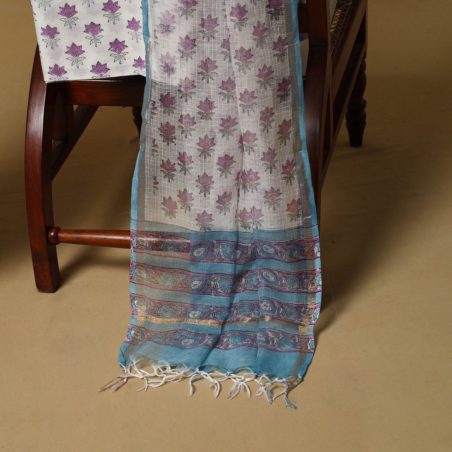 3pc kota doria cotton sanganeri unstitched dress material