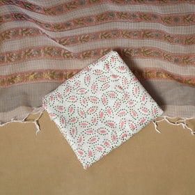 3pc kota doria cotton sanganeri unstitched dress material