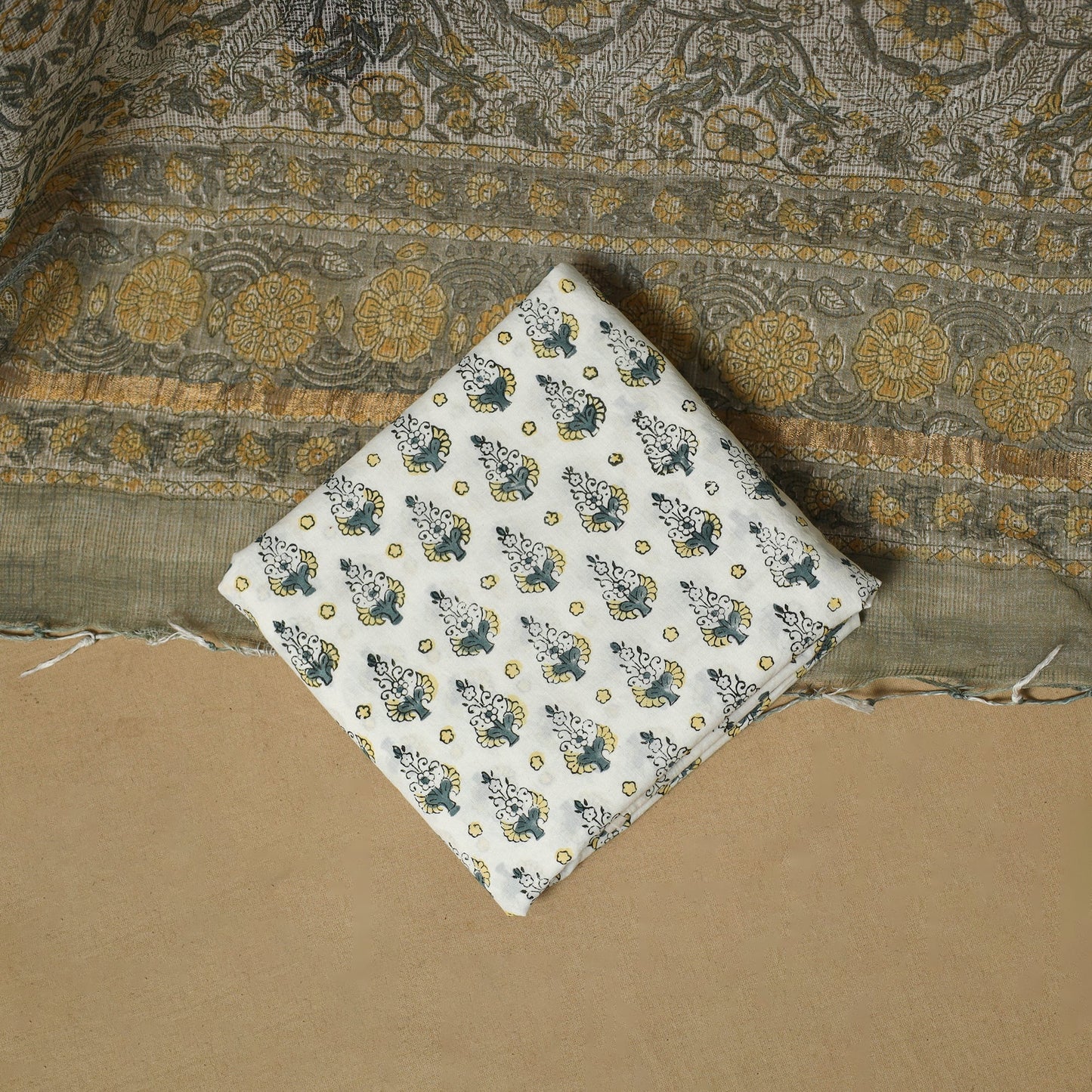 3pc kota doria cotton sanganeri unstitched dress material