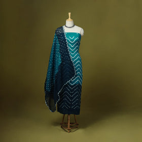 3pc kutch tie-dye satin cotton unstitched bandhani dress