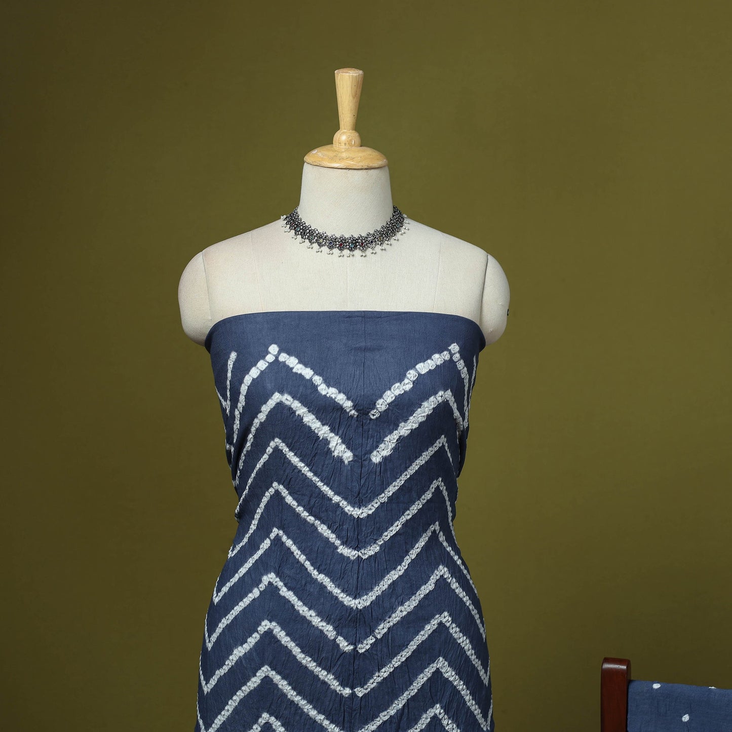 3pc kutch tie-dye satin cotton unstitched bandhani dress