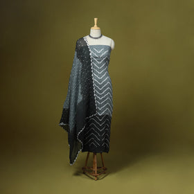 3pc kutch tie-dye satin cotton unstitched bandhani dress