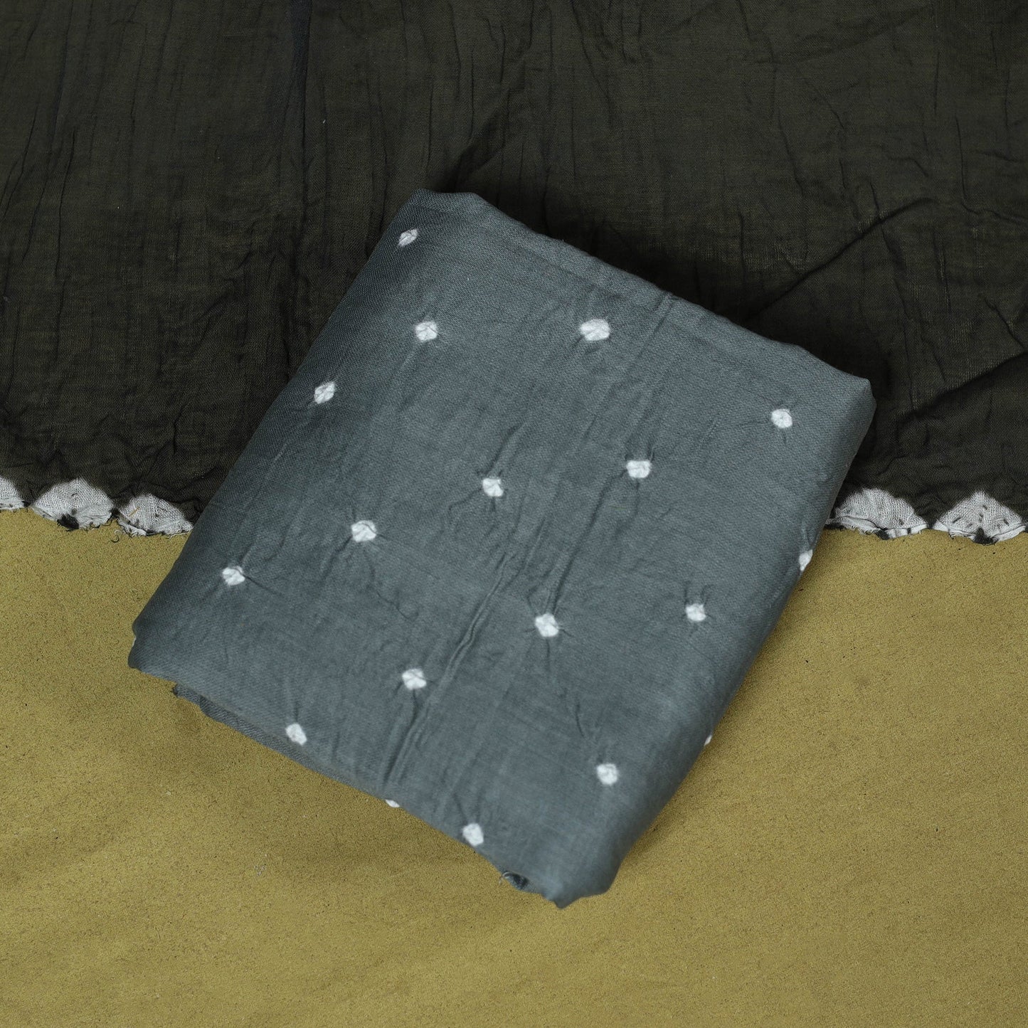 3pc kutch tie-dye satin cotton unstitched bandhani dress