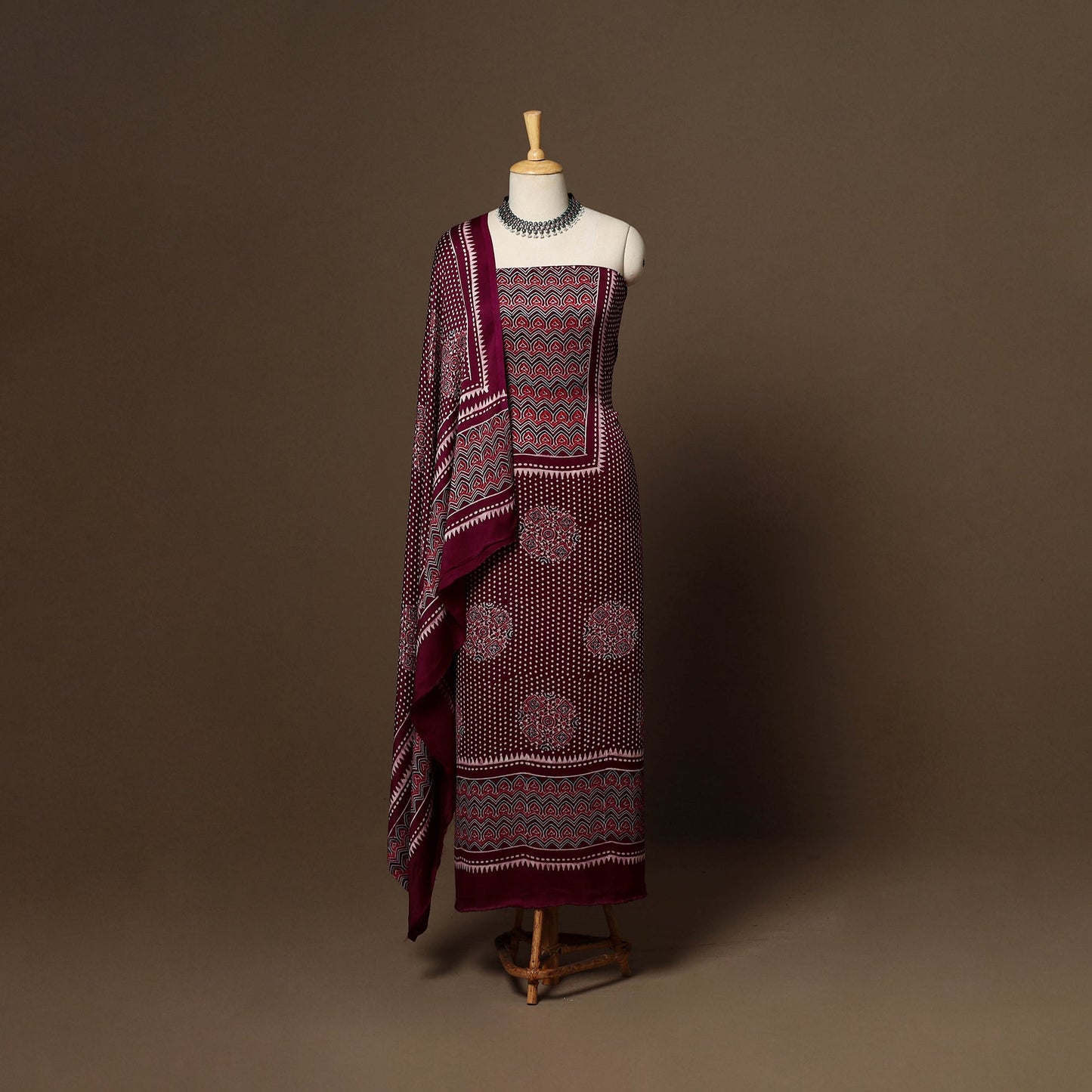 3pc natural dyed unstitched modal silk dress material 27