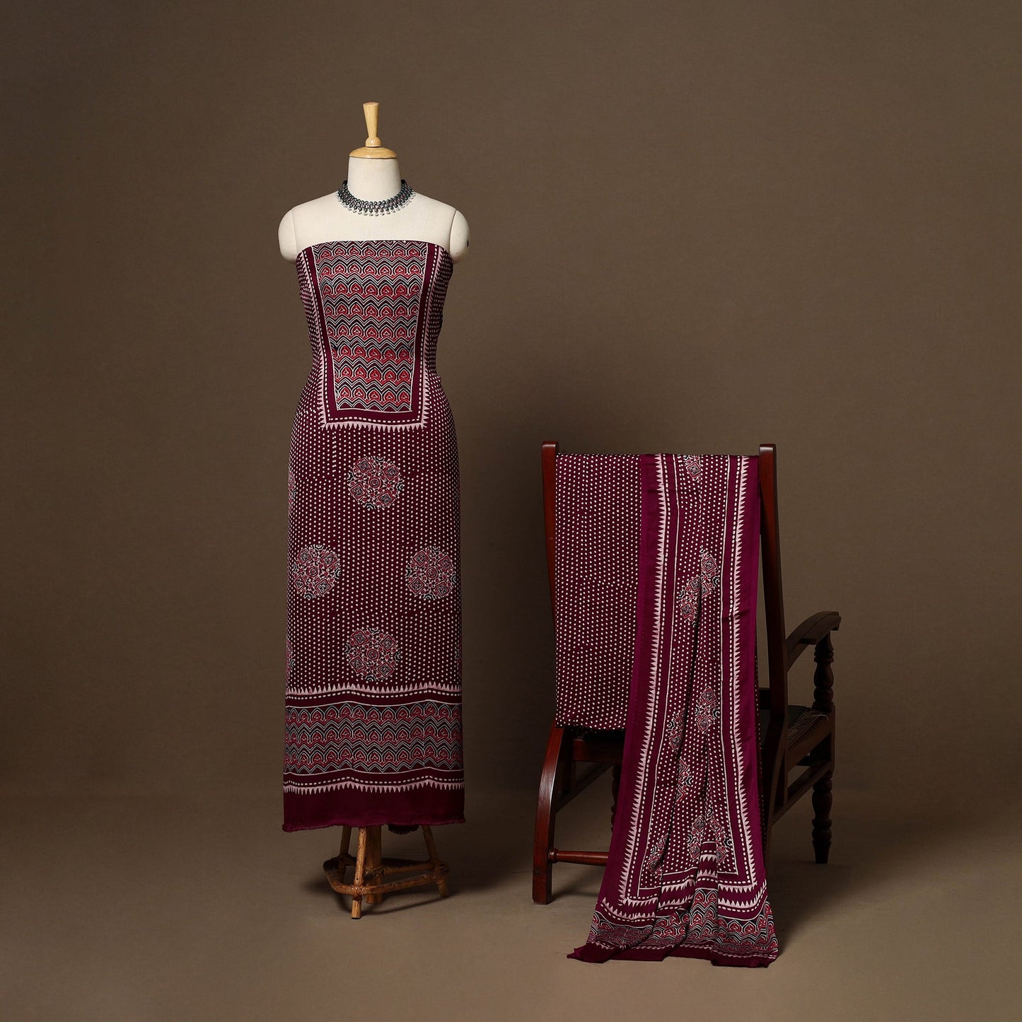 3pc natural dyed unstitched modal silk dress material 27