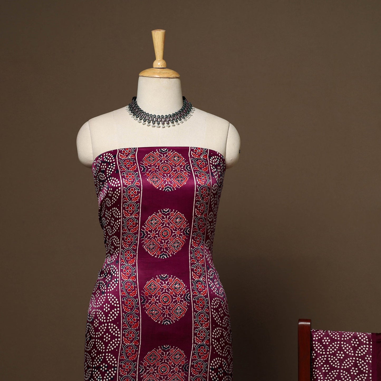 3pc natural dyed unstitched modal silk dress material 28