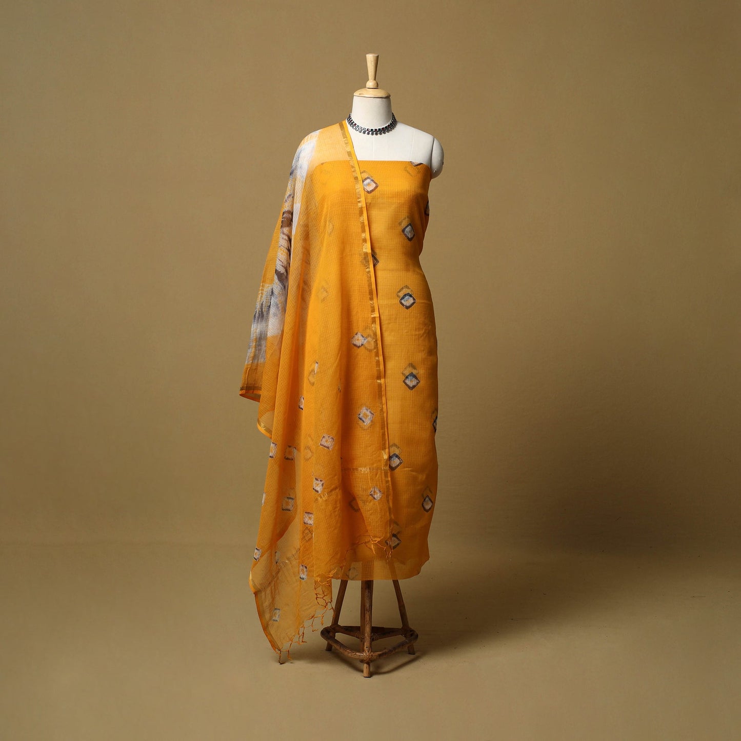 3pc tie-dye kota doria cotton shibori unstitched dress