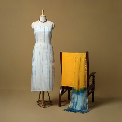 3pc tie-dye kota doria cotton shibori unstitched dress