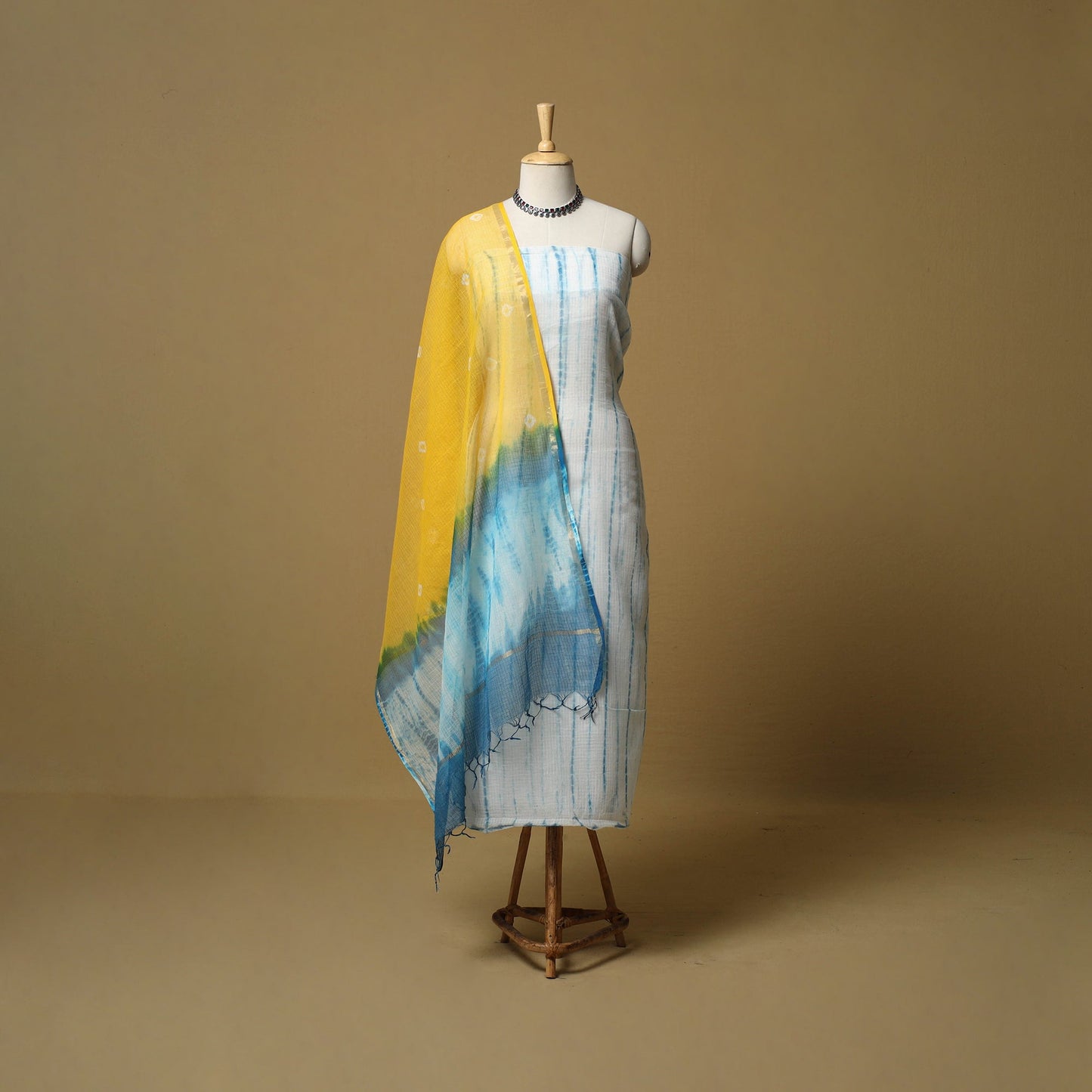 3pc tie-dye kota doria cotton shibori unstitched dress