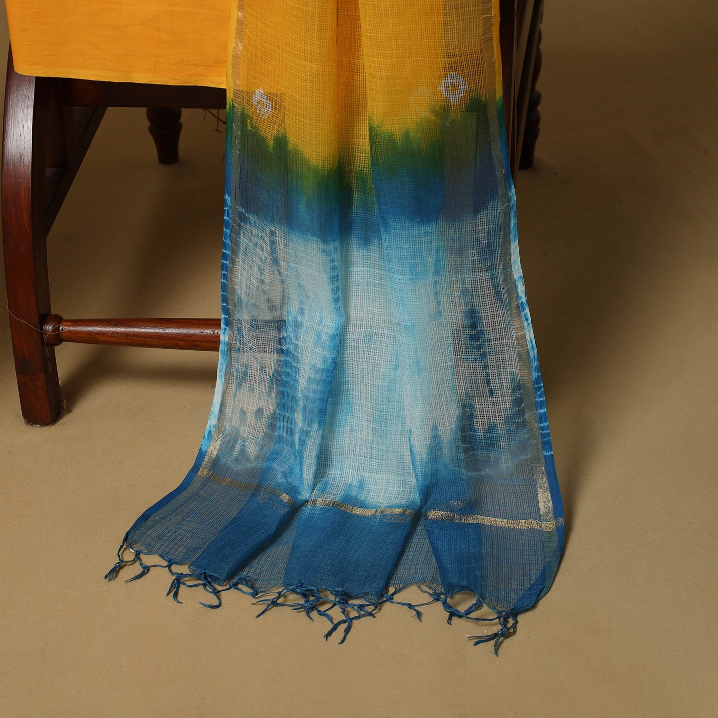3pc tie-dye kota doria cotton shibori unstitched dress