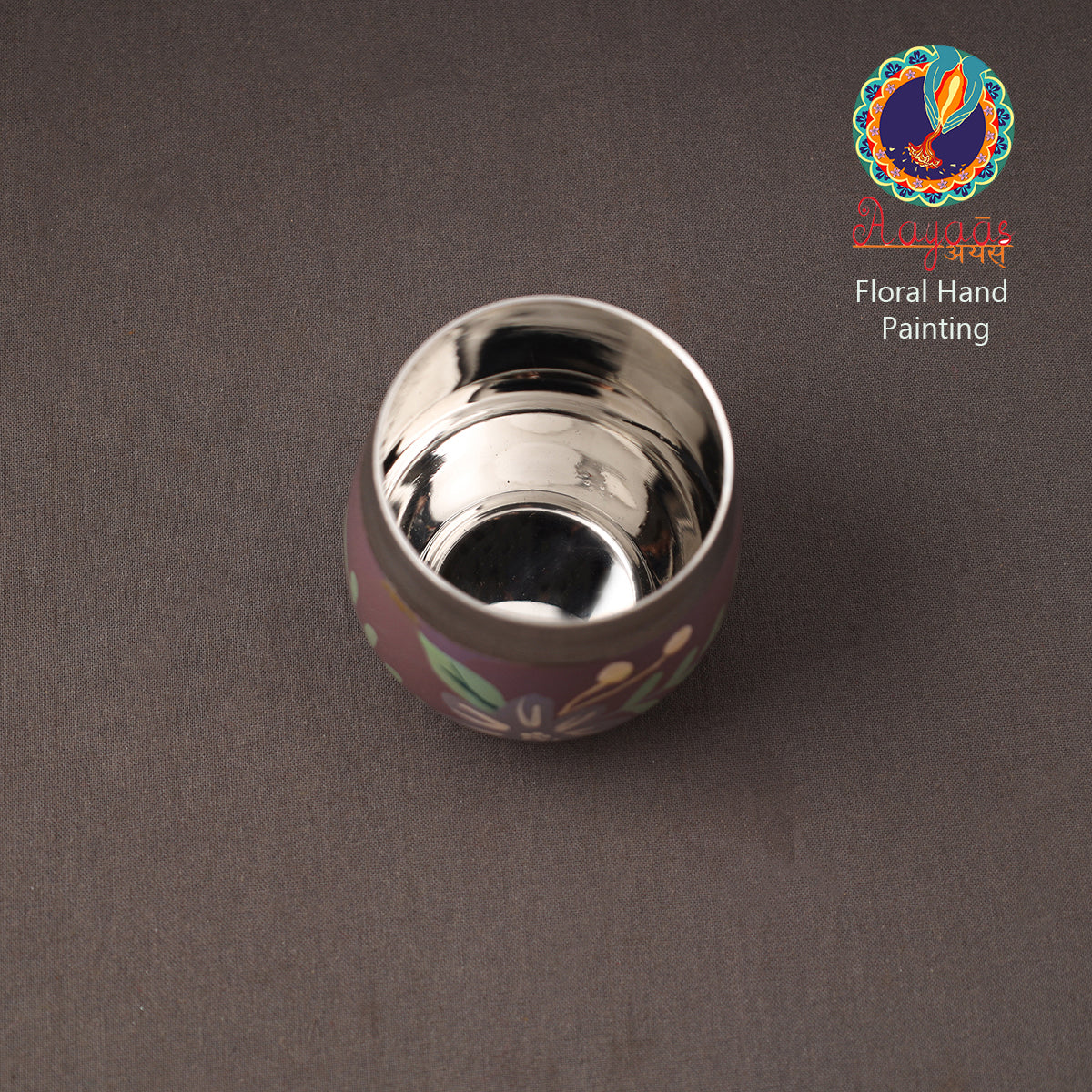 Floral Handpainted Enamelware Stainless Steel Glass 40