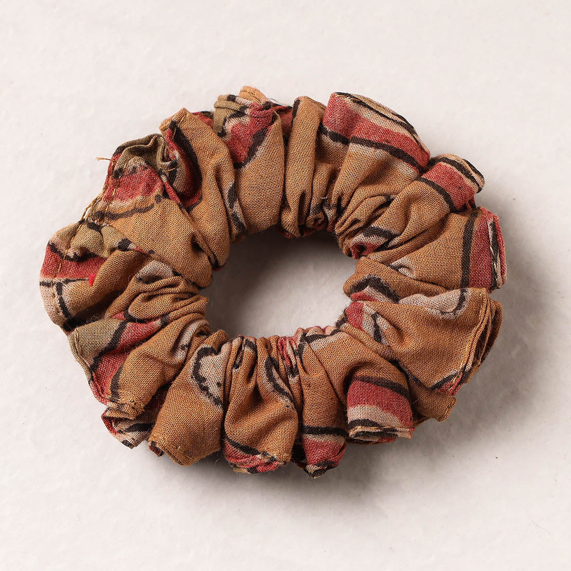   Kalamkari Block Printed Cotton Elastic Rubber Band/Scrunchie 