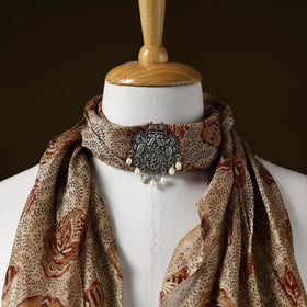 Kalamkari chanderi silk pendant necklace scarf 02