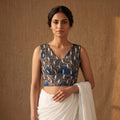 Ajrakh Hand Block Print Modal Silk Sleeveless Readymade Blouse 03