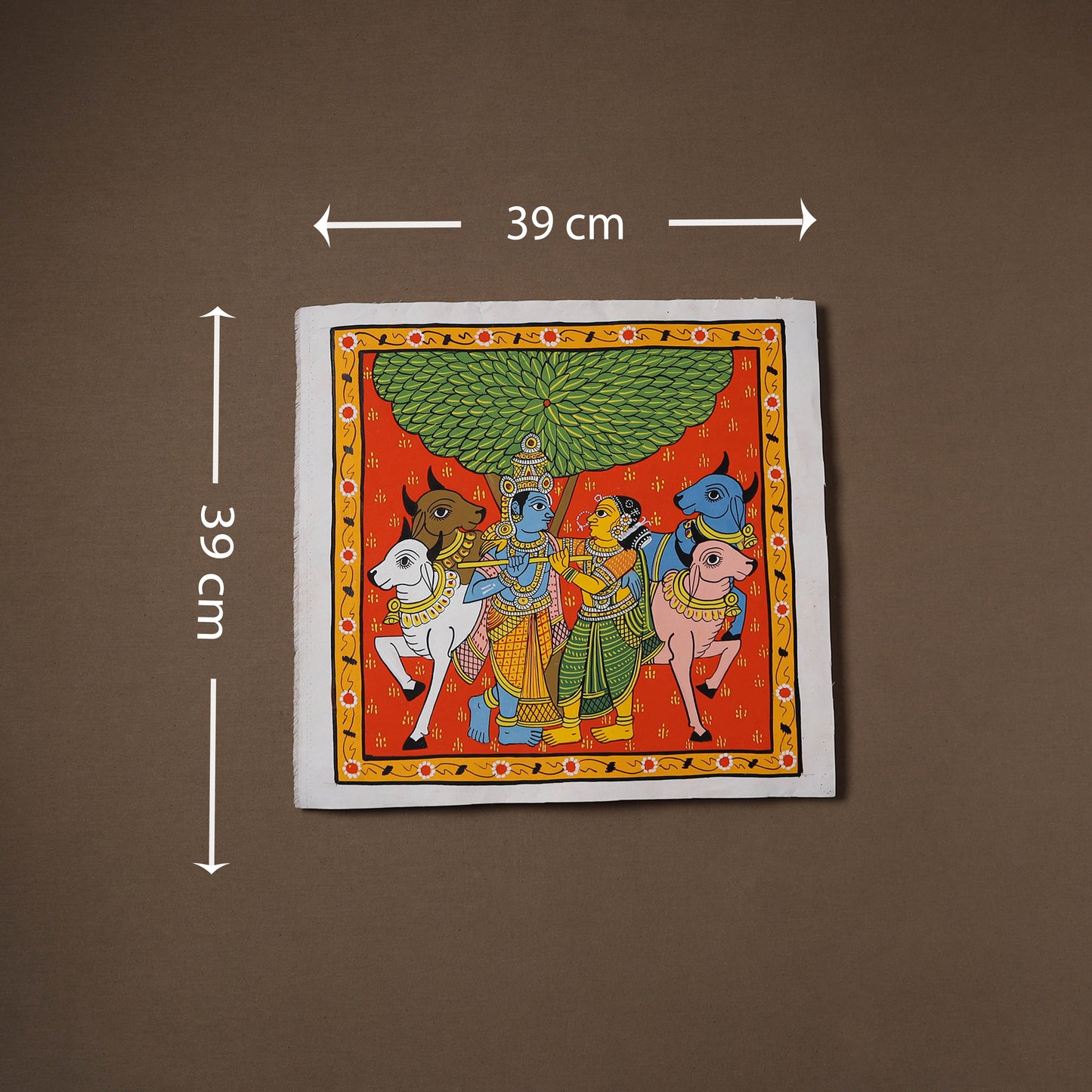 Handpainted Cheriyal Scroll Painting by Dhanalakota Sai Kiran (15 x 15 in) 31