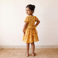 Yellow - pure cotton girls frock dress in batik block