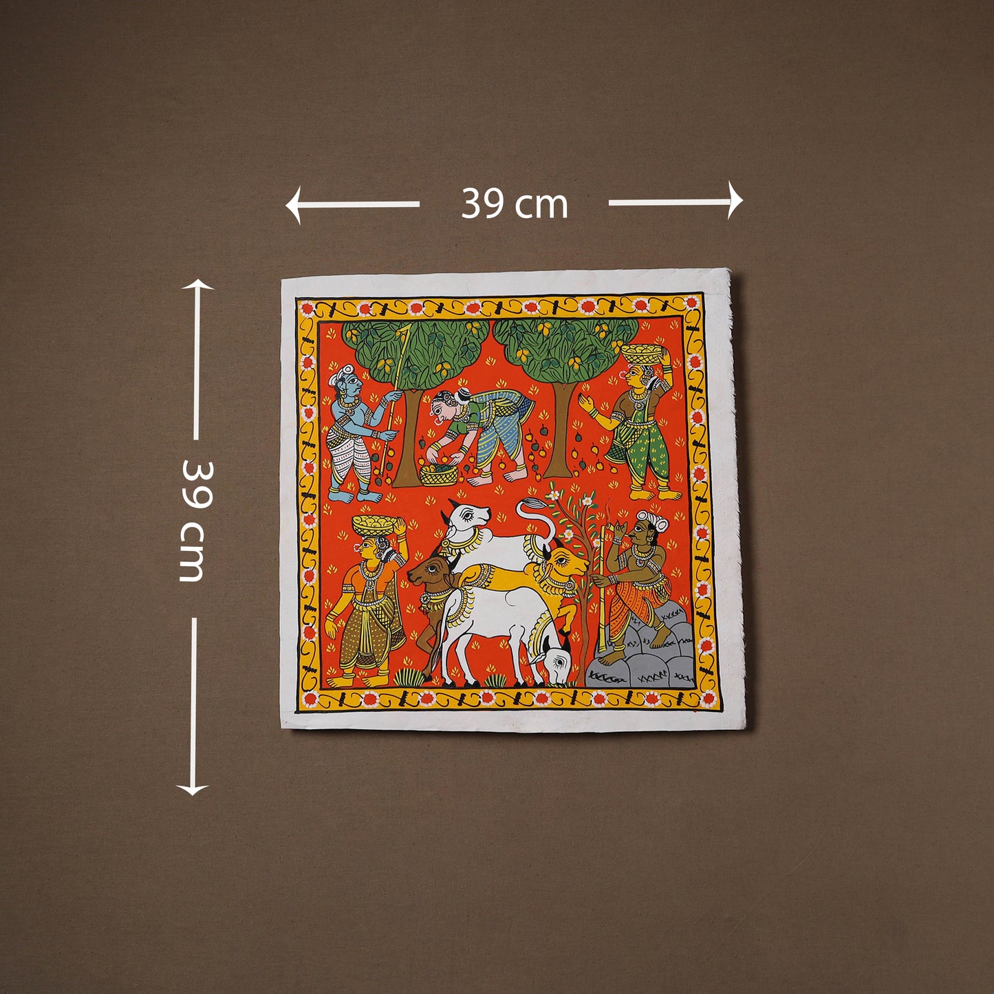 Handpainted Cheriyal Scroll Painting by Dhanalakota Sai Kiran (15 x 15 in) 34