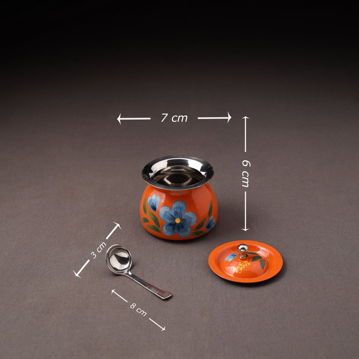 Floral Handpainted Enamelware Stainless Steel Ghee Pot 42