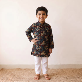 Multicolor - kids pure cotton kurta in bagru block prints