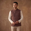 Handwoven Cotton Nehru Jacket for Men in Jamdani Buti of Srikakulam 10