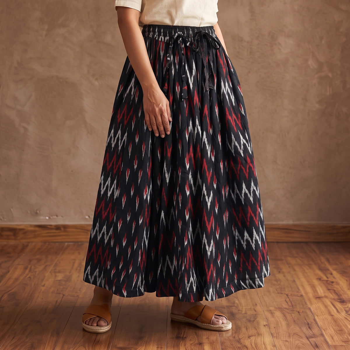 Pochampally Ikat 24 Kali Cotton Long Skirt 01