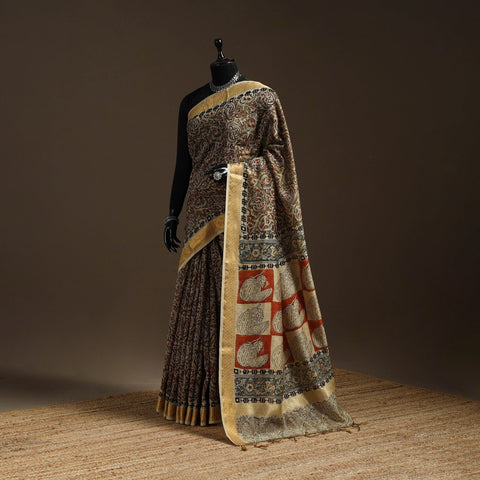 Multicolor - natural dyed pedana chanderi silk kalamkari