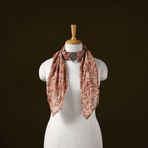 Kalamkari chanderi silk pendant necklace scarf 03