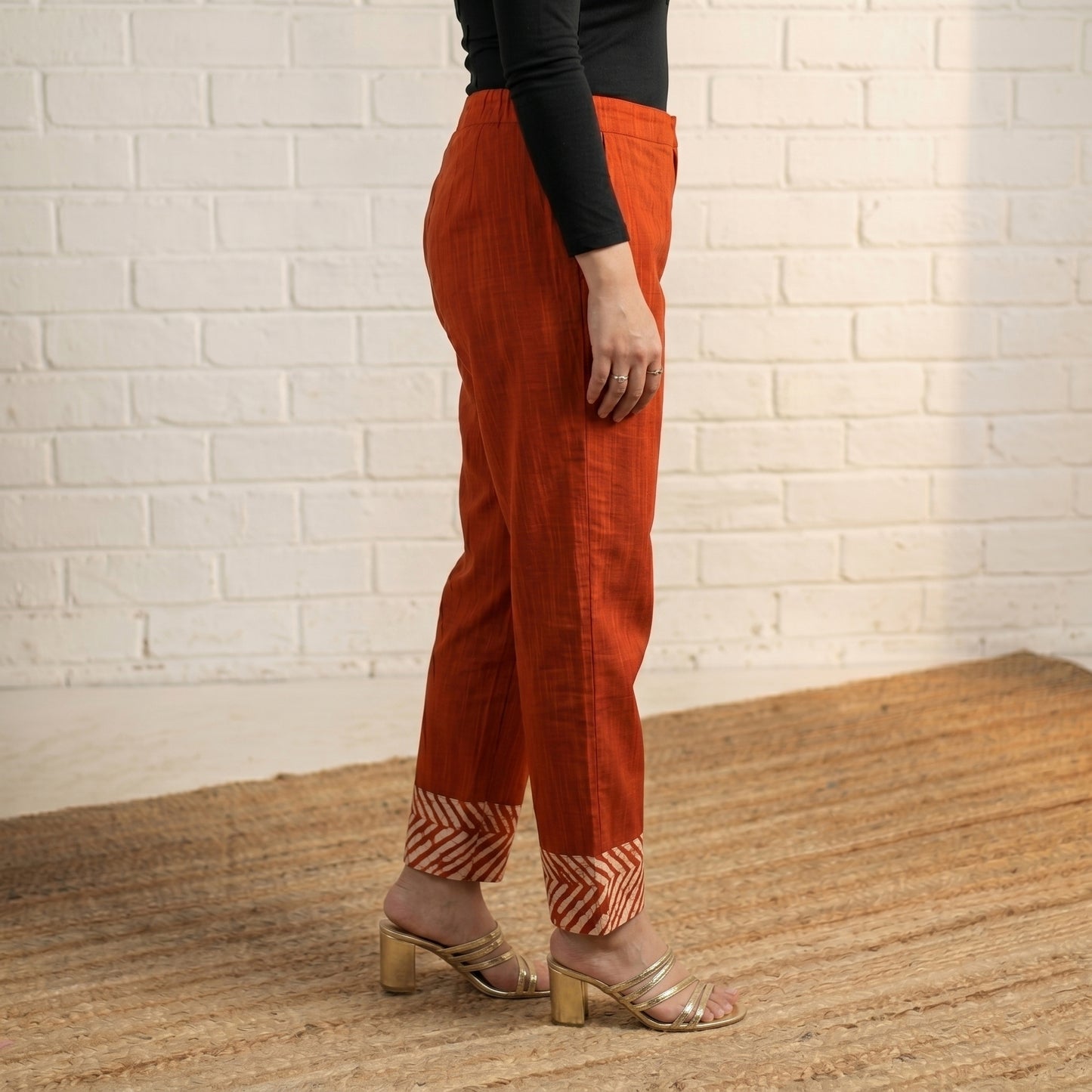 Elastic Waist Slub Silk Plain Palazzo for Women 25