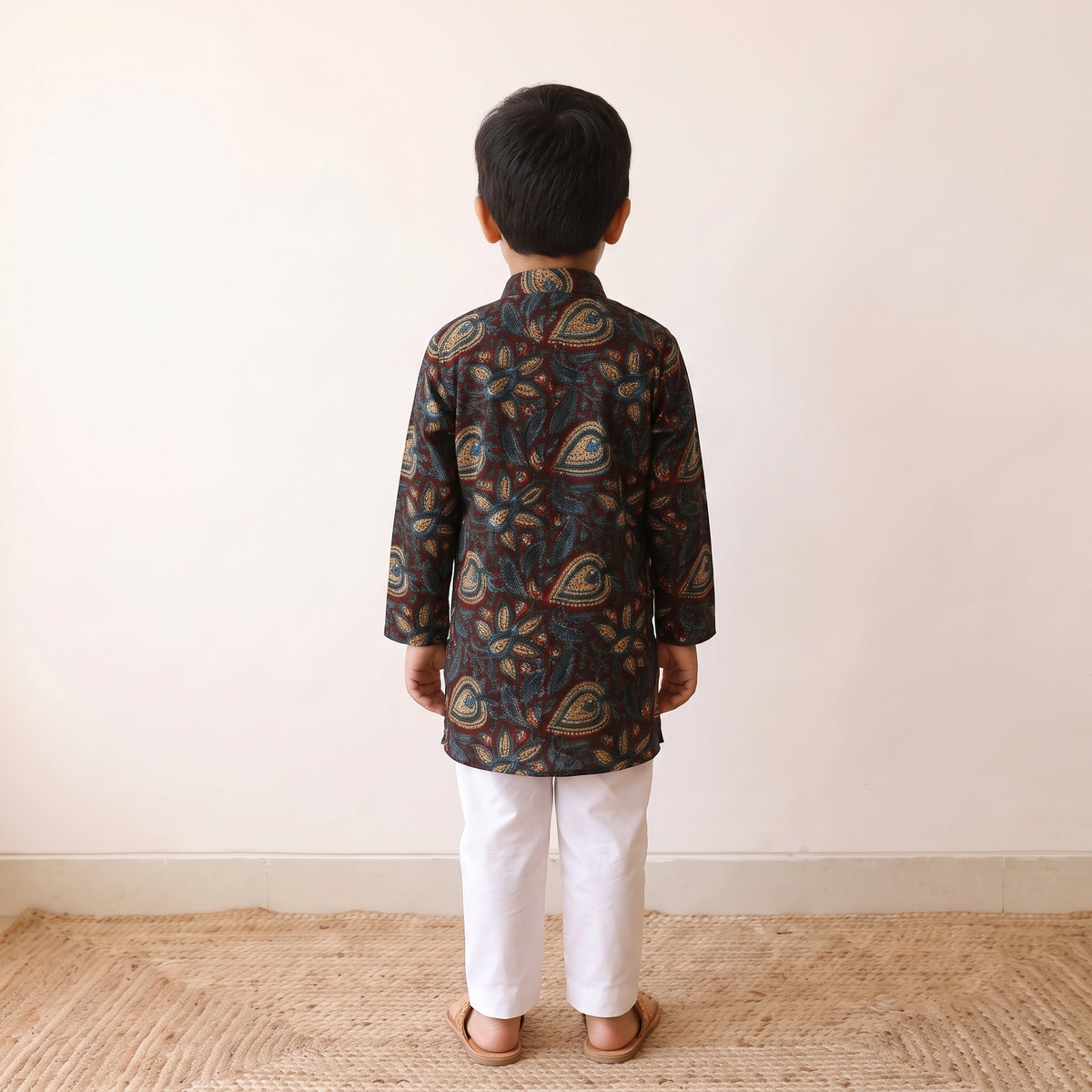 Multicolor - kids pure cotton kurta in bagru block prints