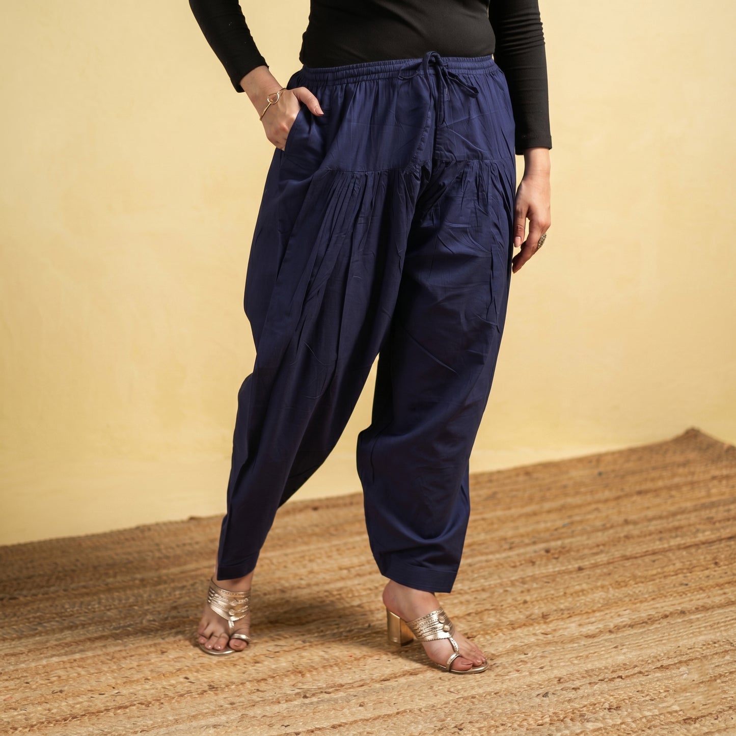 Elastic Waist Cotton Plain Salwar for Women 22