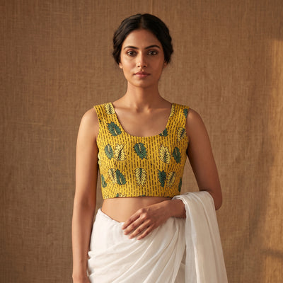 Ajrakh Hand Block Print Modal Silk Sleeveless Readymade Blouse 09