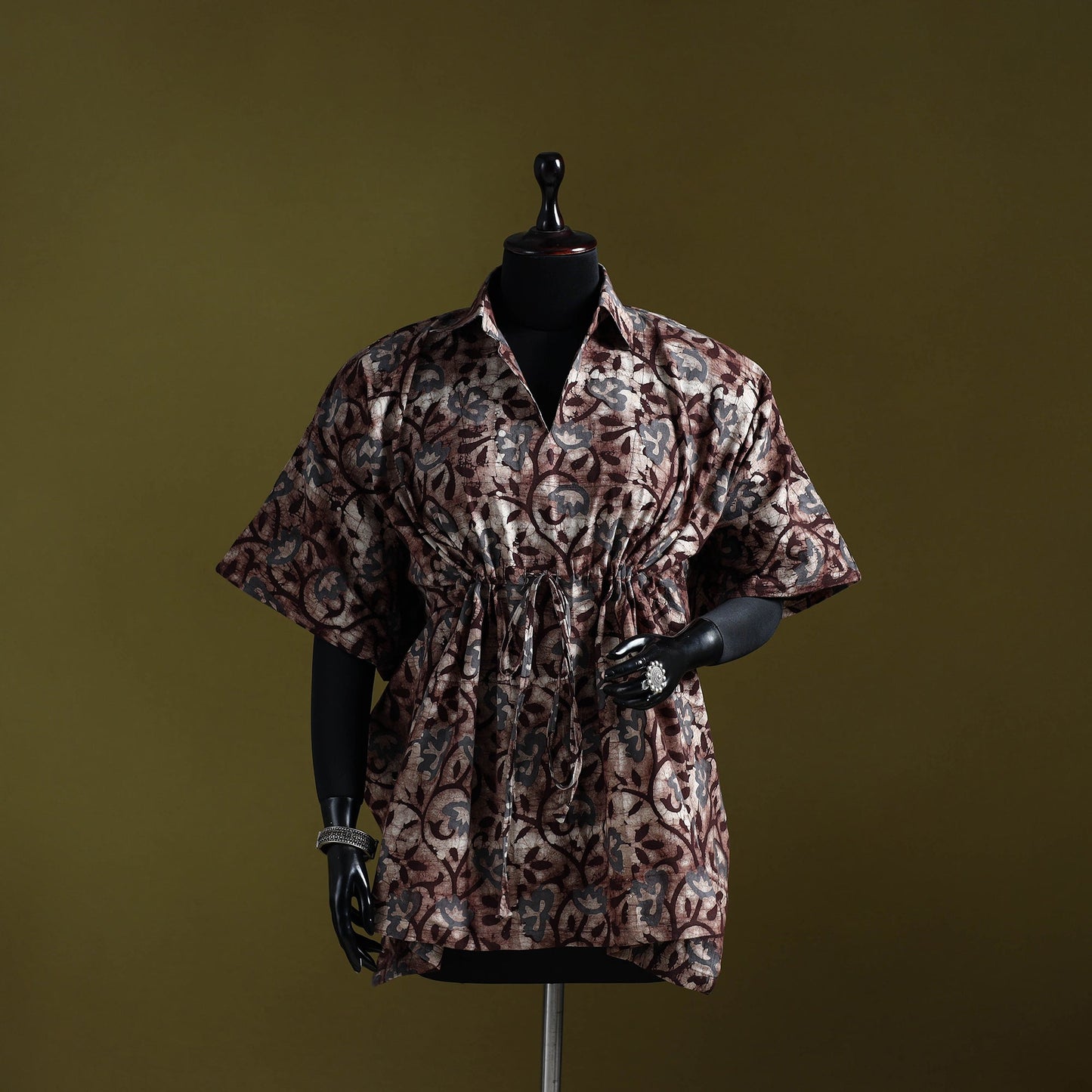 Hand batik cotton short kaftan 22 - handcrafted