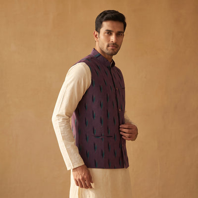 Pochampally Ikat Cotton Men Nehru Jacket 12