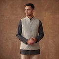 Handwoven Cotton Nehru Jacket for Men in Jamdani Buti of Srikakulam 16