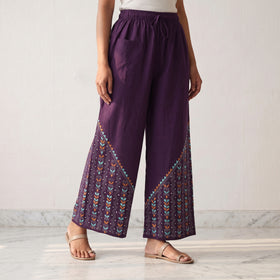 Bengal Kantha Hand Embroidered Cotton Palazzo 09