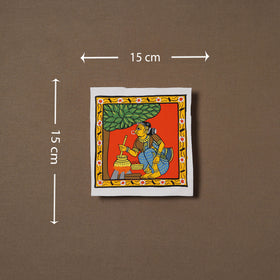 Handpainted Cheriyal Scroll Painting by Dhanalakota Sai Kiran (6 x 6 in) 36