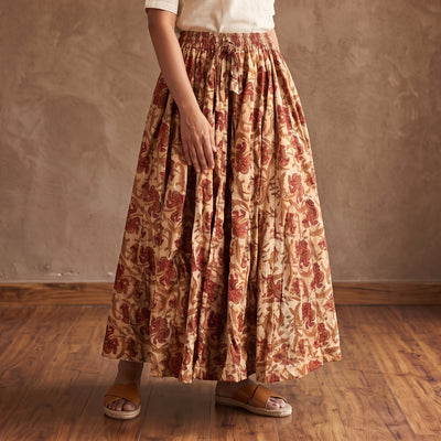 Bagru Hand Block Print 24 Kali Patchwork Cotton Long Skirt 16