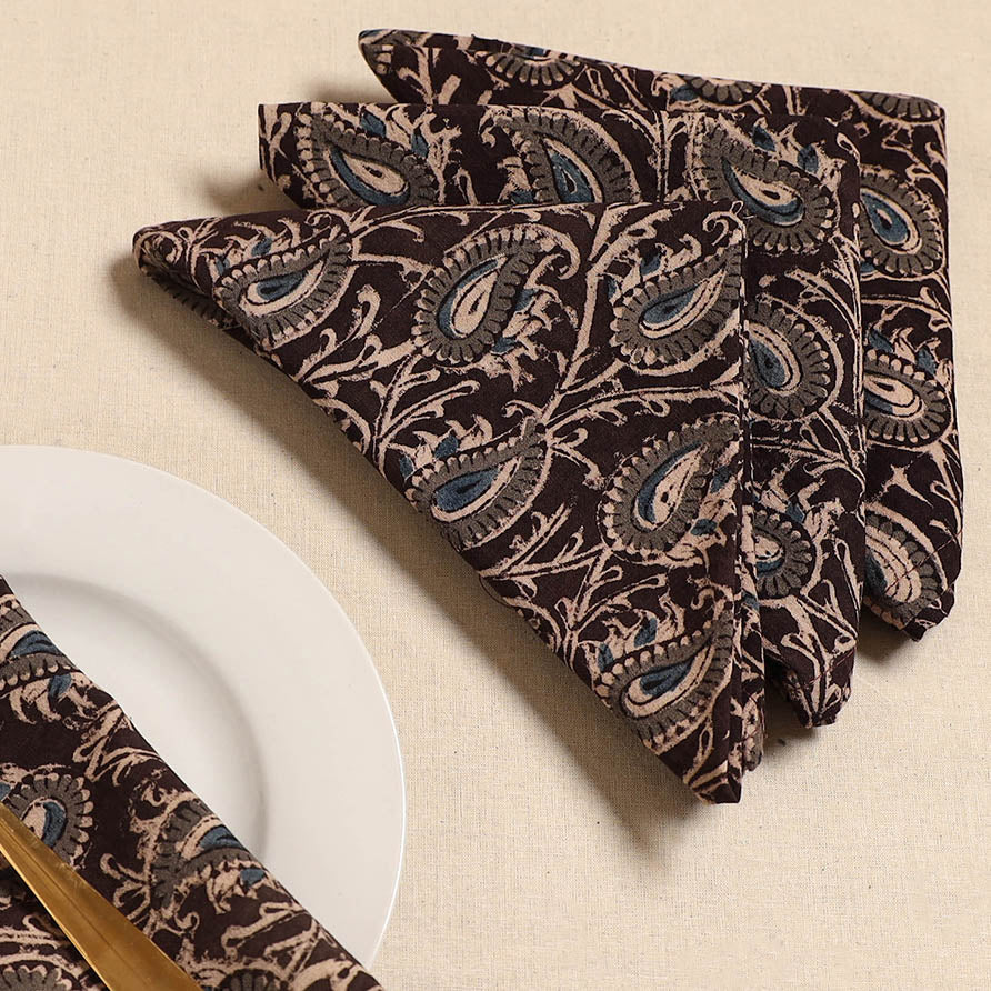 Kalamkari table napkin (set of 4) 25 - handcrafted