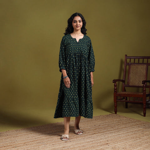 Natural dyed cotton pintuck tiered dress 17 - handcrafted