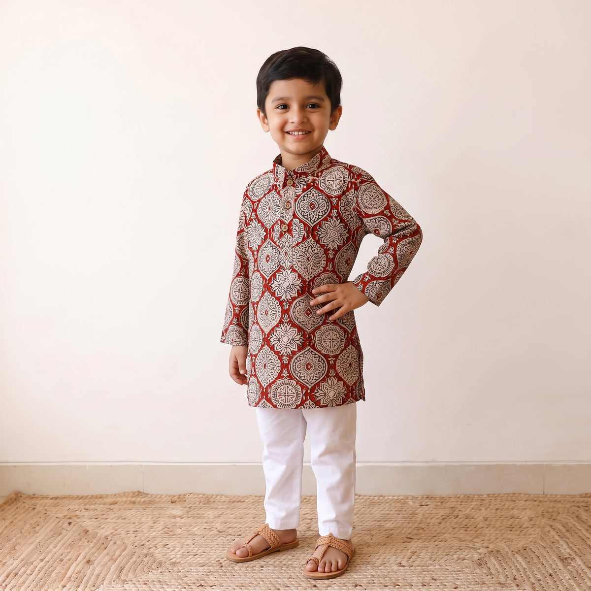 Kids pure cotton kurta in bagru block prints (3-4 years) 98