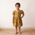 Green - pure cotton girls frock dress in batik block prints