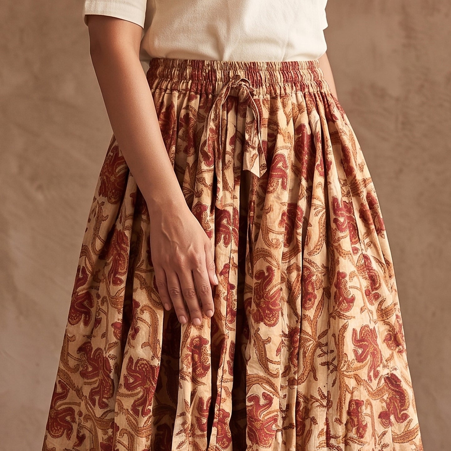 Bagru Hand Block Print 24 Kali Patchwork Cotton Long Skirt 16