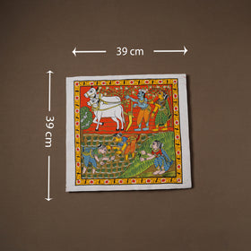 Handpainted Cheriyal Scroll Painting by Dhanalakota Sai Kiran (15 x 15 in) 35