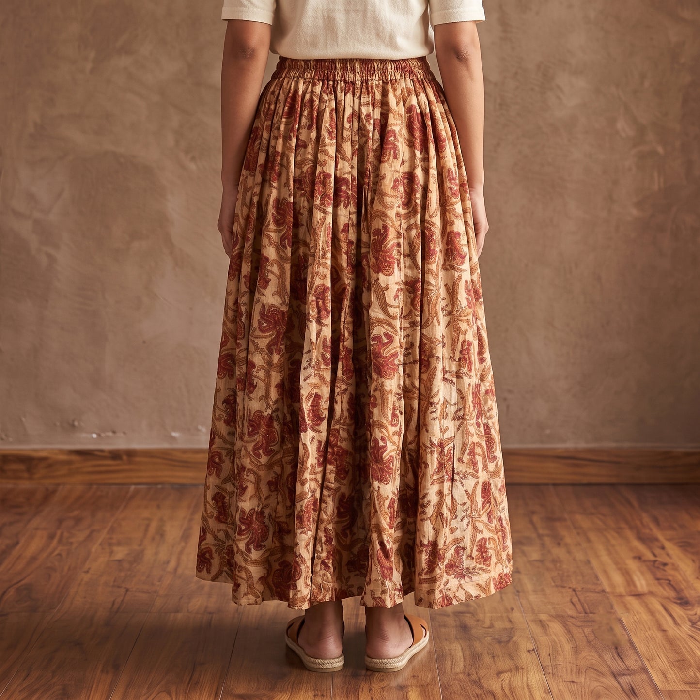 Bagru Hand Block Print 24 Kali Patchwork Cotton Long Skirt 16