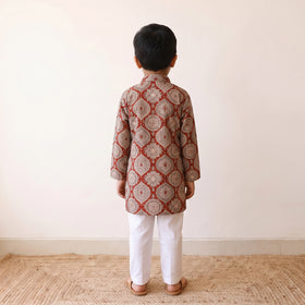 Kids pure cotton kurta in bagru block prints (3-4 years) 98