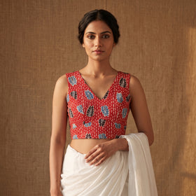 Ajrakh Hand Block Print Modal Silk Sleeveless Readymade Blouse 02