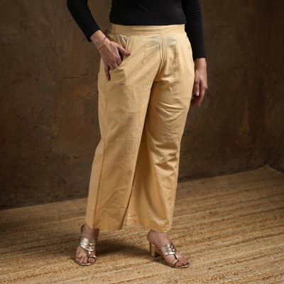 Elastic Waist Cotton Plain Palazzo for Women 18